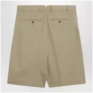 Ami Paris Beige pleated bermuda shorts in cotton