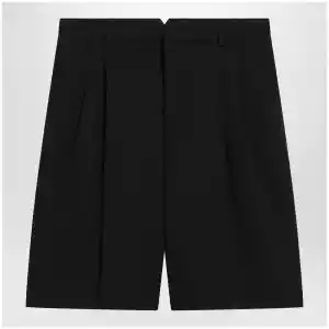 Ami Paris Black pleated bermuda shorts in cotton