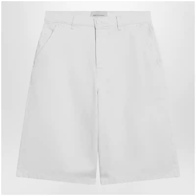 HSO837DE0126_S_AMI-136.x-1 Ami Paris Wide-fit cotton twill bermuda shorts in white