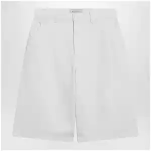 Ami Paris Wide-fit cotton twill bermuda shorts in white