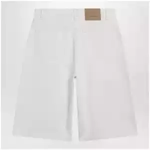 Ami Paris Wide-fit cotton twill bermuda shorts in white