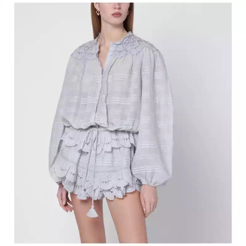 ISABEL MARANT Étoile Polly cotton blouse with floral lace