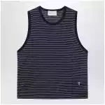 Ami Paris Striped tank top Ink/White with logo