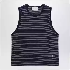 Ami Paris Striped tank top Ink/White with logo