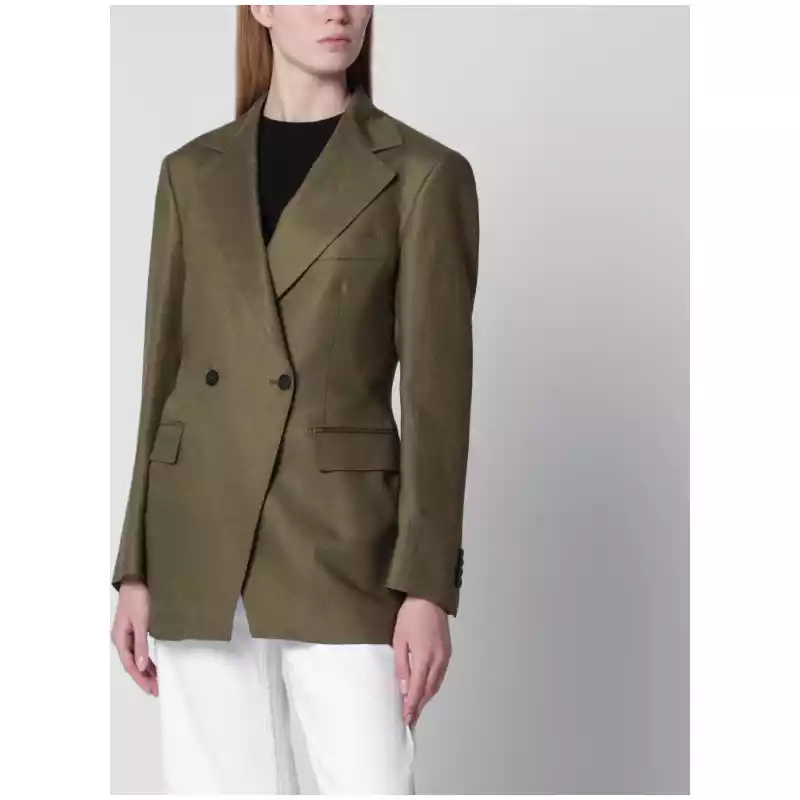Tagliatore Single-breasted blazer in green linen