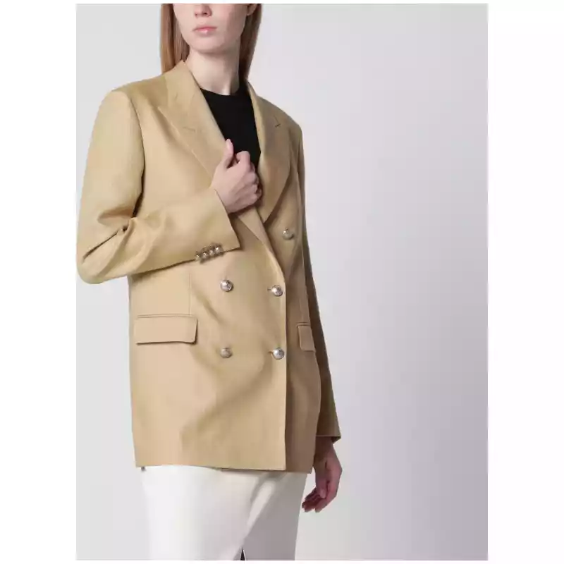 Tagliatore Double-breasted jacket in beige linen