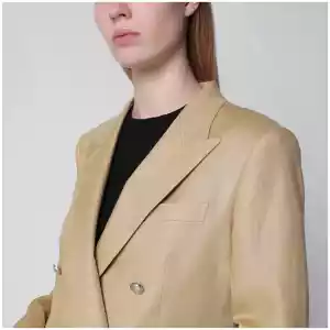 Tagliatore Double-breasted jacket in beige linen