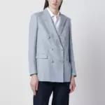 Tagliatore Light blue double-breasted cotton-blend jacket