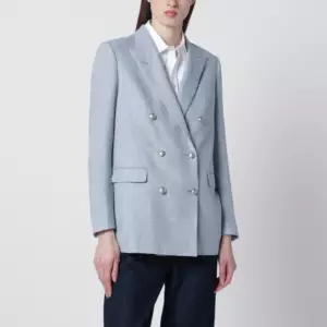 Tagliatore Light blue double-breasted cotton-blend jacket