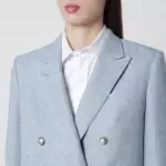 Tagliatore Light blue double-breasted cotton-blend jacket