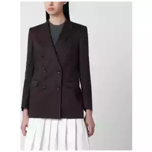 Tagliatore Brown linen-blend double-breasted jacket