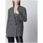Tagliatore Double-breasted blazer in grey wool and silk blend