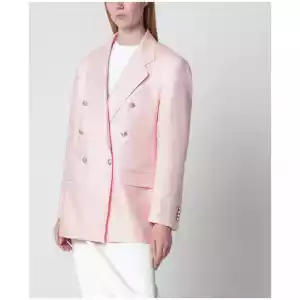 Tagliatore Single-breasted pink linen blazer