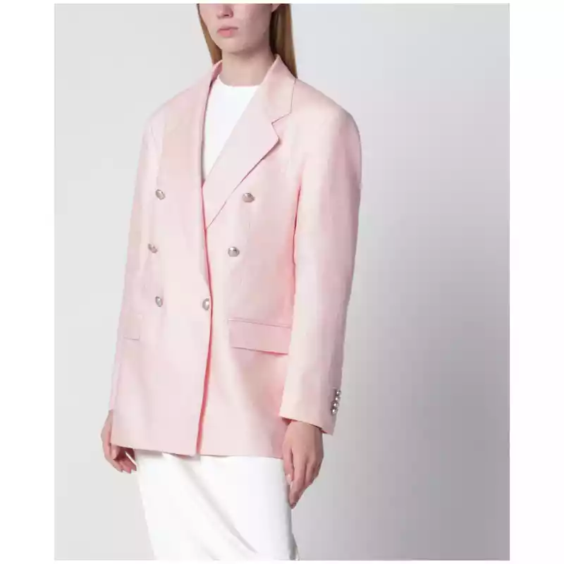 Tagliatore Single-breasted pink linen blazer