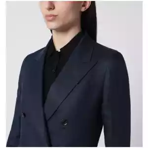 Tagliatore Navy blue double-breasted linen jacket