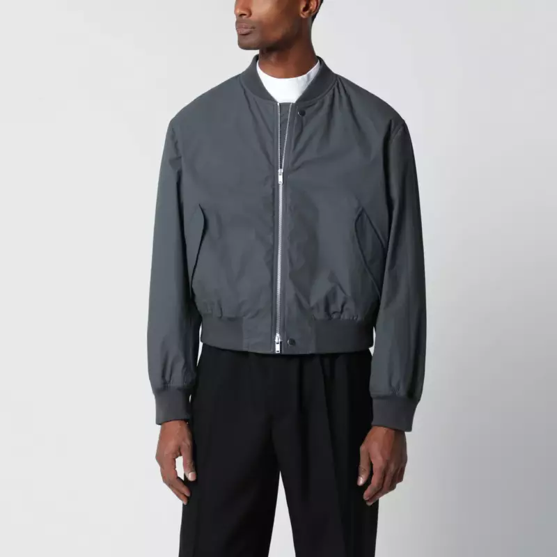 Jil Sander Grey cotton zip-up bomber jacket