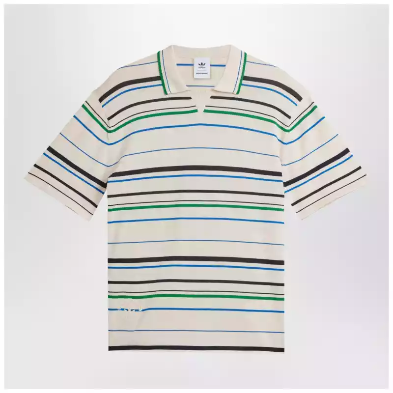 adidas by Wales Bonner White striped polo shirt in cotton blend