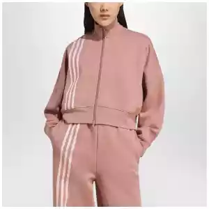 adidas Originals Off Placed 3-Stripes zip sweatshirt pink