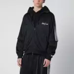 adidas Y-3 Black convertible sweatshirt with pinstripe pattern