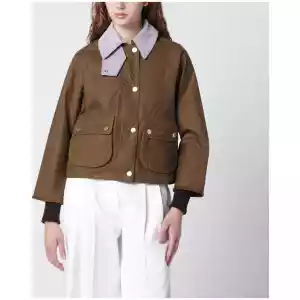 Barbour Beadnell waxed cropped jacket in sand