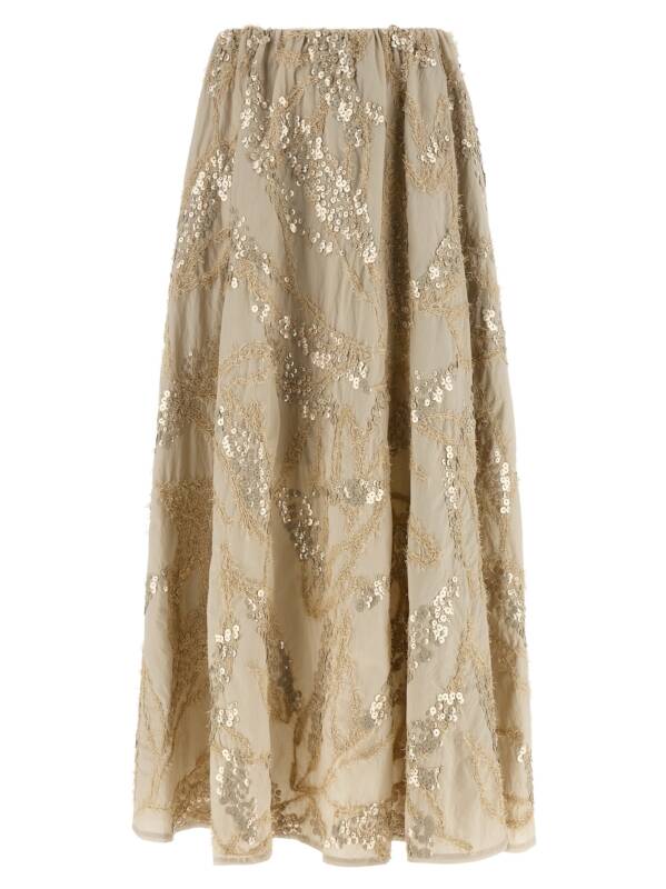 Brunello Cucinelli Dazzling Seabed Embroidery Skirt
