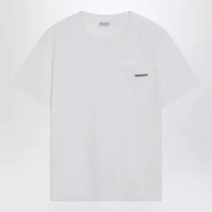 Brunello Cucinelli White cotton T-shirt with Shiny Tab