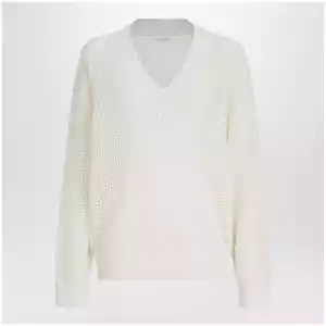 Brunello Cucinelli White cashmere mesh sweater