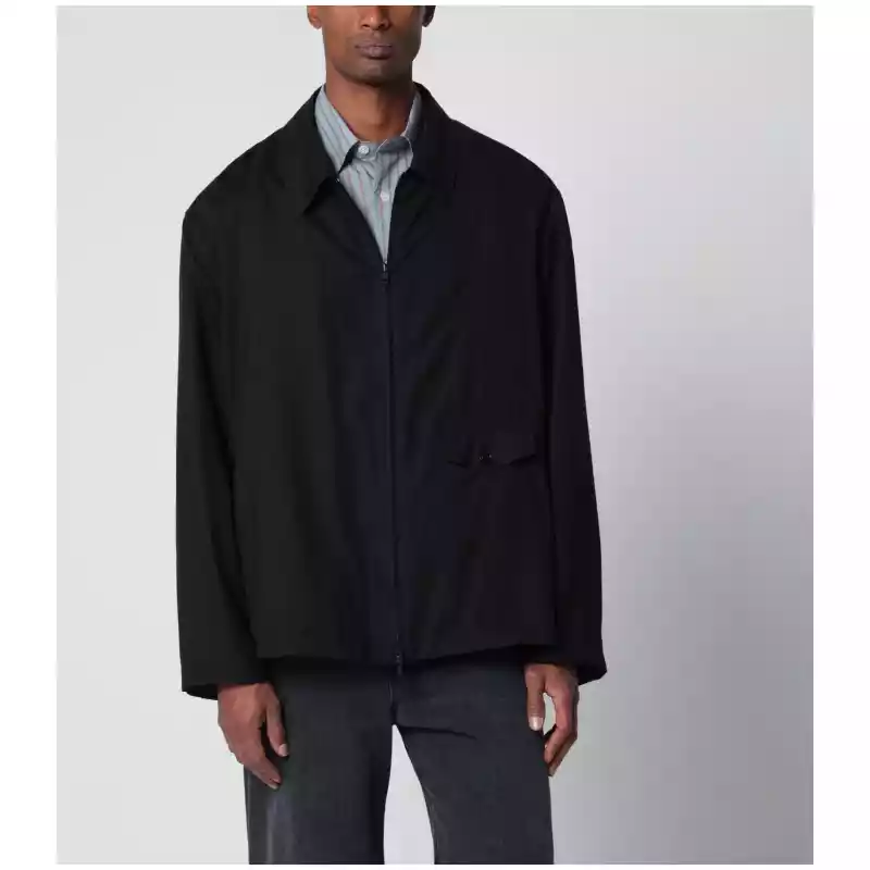 M2261EEBWO_S_OLEGA-EB.a Our Legacy Evolved jacket in merino wool voile in Eclipse Black