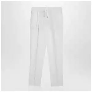 Brunello Cucinelli White linen drawstring trousers