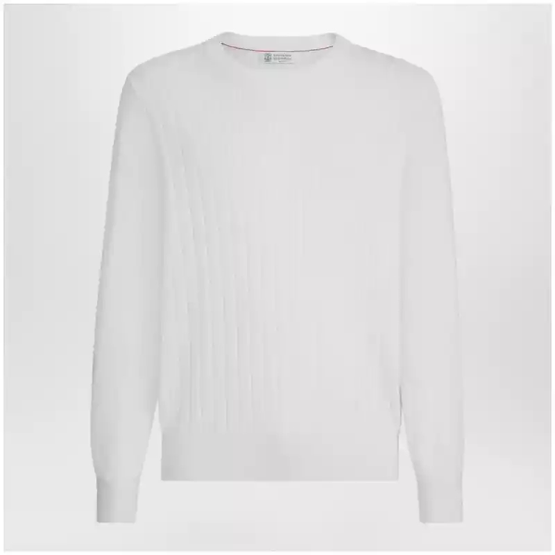 Brunello Cucinelli White ribbed cotton sweater