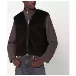 Our Legacy Brown ribbed velvet zip-up waistcoat