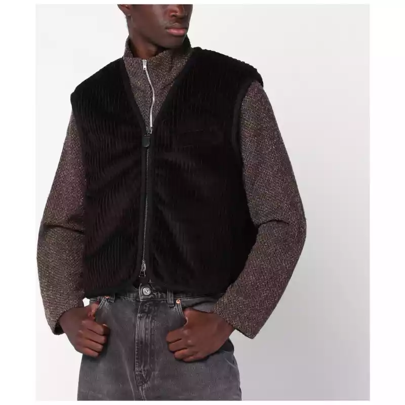 Our Legacy Brown ribbed velvet zip-up waistcoat