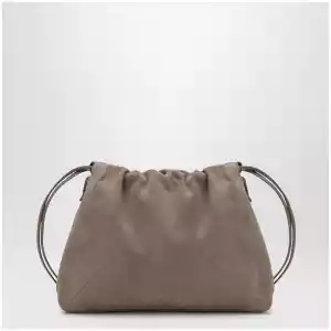 Brunello Cucinelli BC Duo Pouch brown suede bag with monile detail