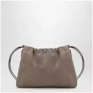 Brunello Cucinelli BC Duo Pouch brown suede bag with monile detail