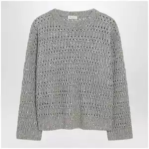 Brunello Cucinelli Crochet crewneck sweater with sequins