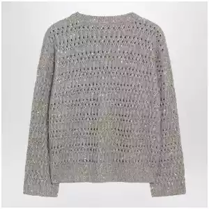 Brunello Cucinelli Crochet crewneck sweater with sequins