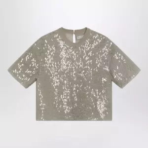 Brunello Cucinelli Dazzling Cascade Embroidery T-shirt in Crispy silk