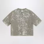 Brunello Cucinelli Dazzling Cascade Embroidery T-shirt in Crispy silk