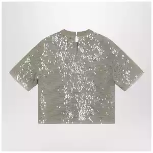 Brunello Cucinelli Dazzling Cascade Embroidery T-shirt in Crispy silk