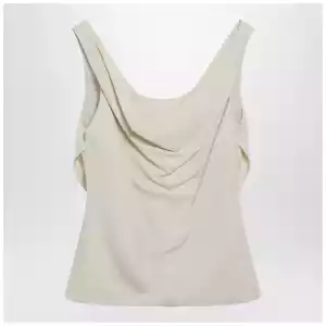 Brunello Cucinelli Cream-colored top in Fluid viscose and linen twill