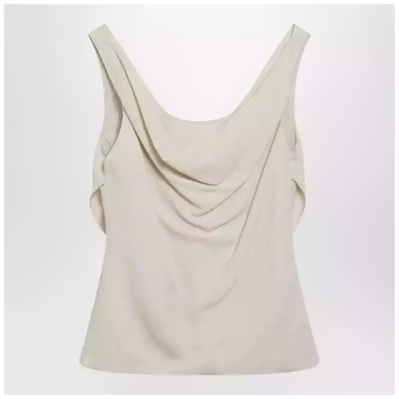 Brunello Cucinelli Cream-colored top in Fluid viscose and linen twill