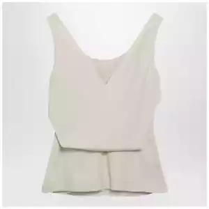 Brunello Cucinelli Cream-colored top in Fluid viscose and linen twill