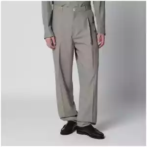 Brunello Cucinelli Twill cotton trousers with pleats in khaki