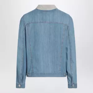 Brunello Cucinelli Blue denim jacket with suede collar