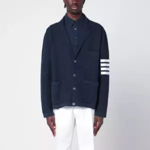 Thom Browne Blue linen blend cardigan