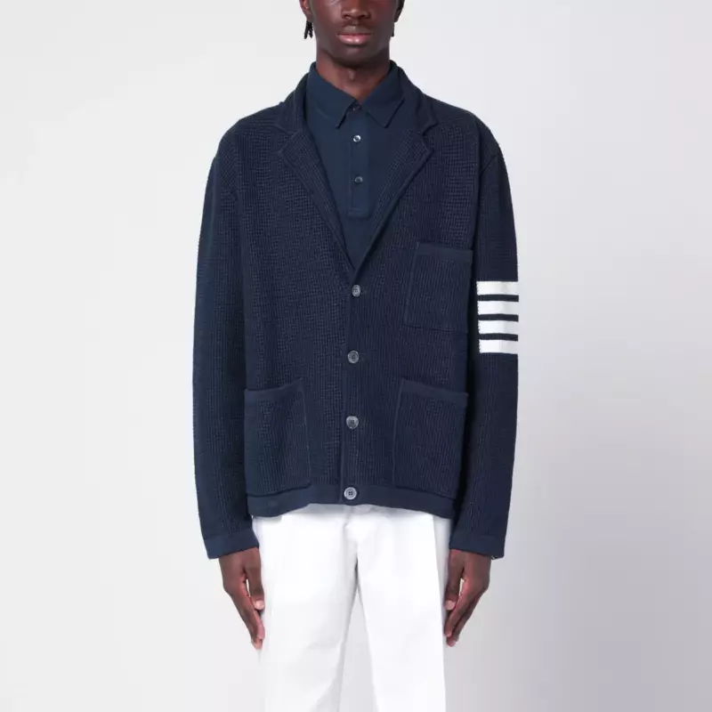 Thom Browne Blue linen blend cardigan