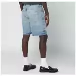 Represent Light blue washed-effect denim Bermuda shorts