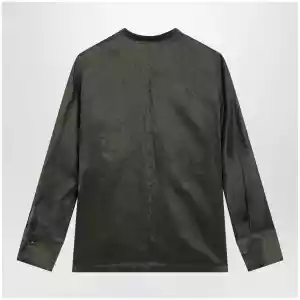 Max Mara Studio Ramie canvas shirt in khaki green