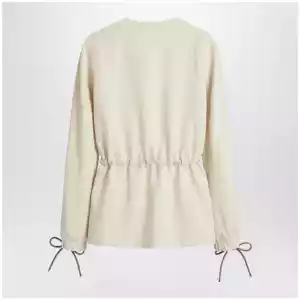 Max Mara Beige linen and silk jacket with drawstring
