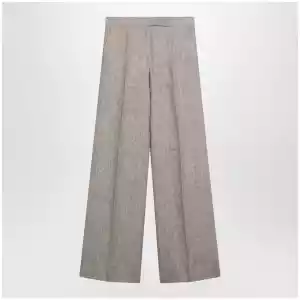 Max Mara Beige chevron linen trousers